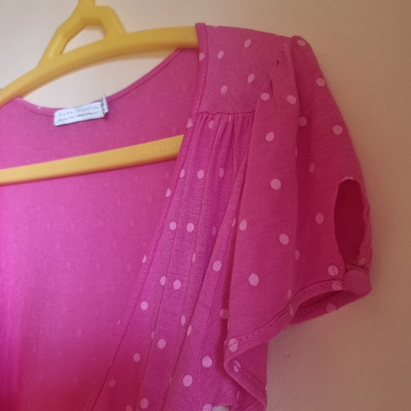 Zara Pink polka dots Mini Wrap Dress. - Picture 8 of 12
